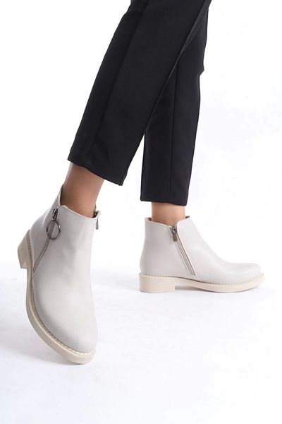 TB Terzi Bey Margaret Zippered Orthopedic Heel Support Γυναικείες Μπότες Kt - Κρέμα