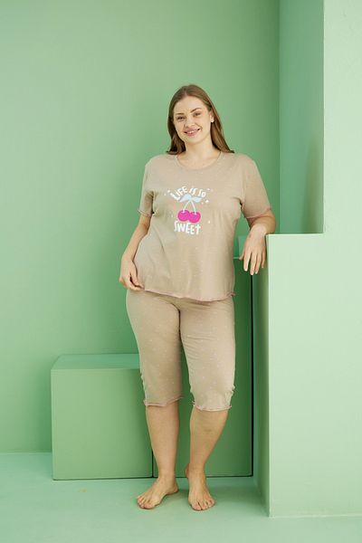 Siyah İnci Σετ βαμβακερό κάπρι με σχέδιο βιζόν Curve Large Size Oversize 25112784