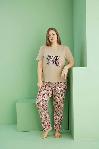 Siyah İnci Σετ πιτζάμες από βαμβακερό σχέδιο μινκ Curve Plus Size Oversize 25113801