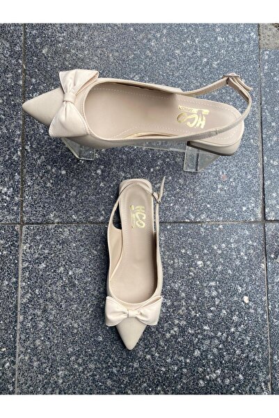 Aysun Ayakkabı حذاء باليه نسائي مفتوح من الخلف مع إكسسوارات فيونكة بعشرة ألوان