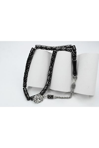Skygo Oltu Stone Cut Model Single Zigzag Quadruple Diamond Embroidered Rosary