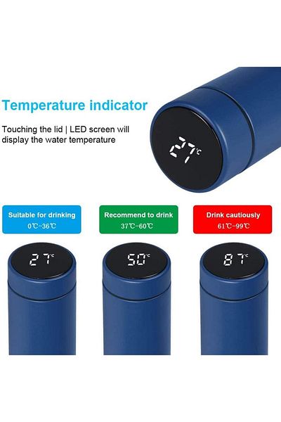 COOYA Travel Mug, 500ml Insulated Stainless Steel with LED Temperature Display Vacuum for Home, Office