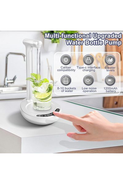 COOYA Desktop Water Dispenser and Universal Bottles, Portable Electric Water Pump, USB Charging (White)
