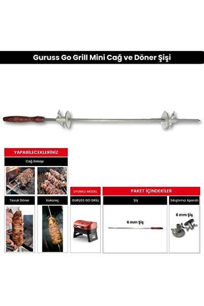 Meaty Cheesy Mini Cağ ve Döner Şişi Paslanmaz Çelik Şiş + (2 Adet Et Sıkıştır...