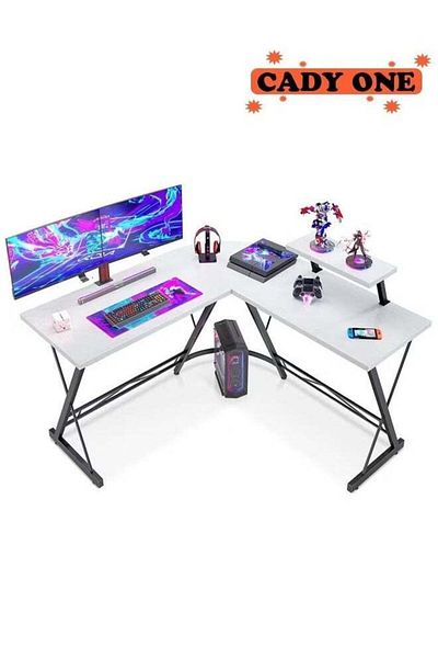 Cady One L-Shaped Corner Computer Table, 51 Inch, Easy Assemble Home Gaming Desk, 51 x 18.2 x 29
