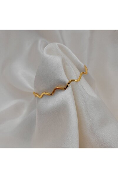 X-Lady Accessories Altın Renk 22 Ayar Kaplama Zikzak Ajda Bilezik 22 Cm. 3 Adet - 3288