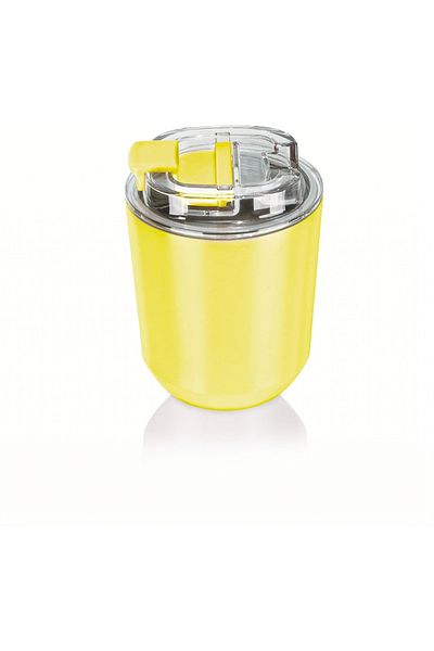 COOYA 10 oz Travel Coffee Mug with Lid, Vacuum Leak Proof Reusable Double Walled Tumbler(Yellow)