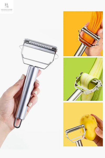 HACIOGLU STORE Double Function Julienne Peeler - Fruit, Vegetable and Cucumber Pumpkin Carrot Apple Peeler