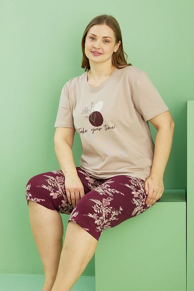 Siyah İnci Σετ βαμβακερό κάπρι με σχέδιο βιζόν Curve Large Size Oversize 25112787