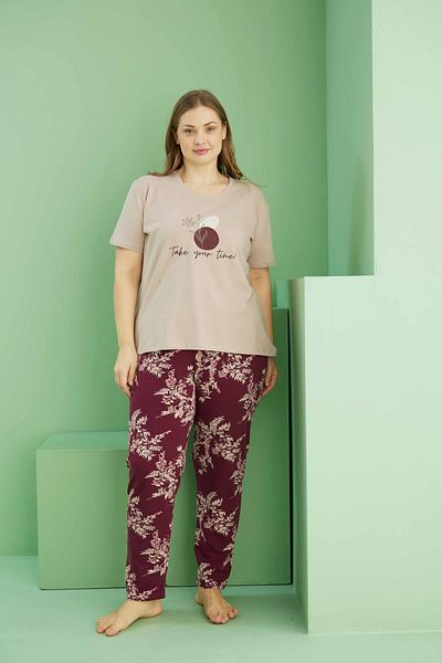 Siyah İnci Σετ πιτζάμες από βαμβακερό σχέδιο μινκ Curve Plus Size Oversize 25113813