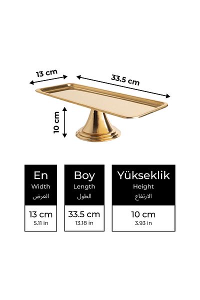 Fiyakalı Ürünler Atölyesi Gold Rectangular, Stylish Cake, Cake, Cookie and Dessert Serving Presentation Stand with Stand