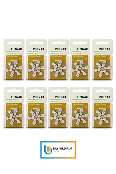 PHONAK 10 NUMARA İŞİTME CİHAZI PİLİ (10x6=60 Adet)