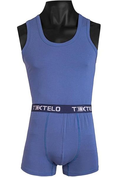 TEXTELO man's Underwear set 100% Cotton T-shirt & trunk boxer Blue