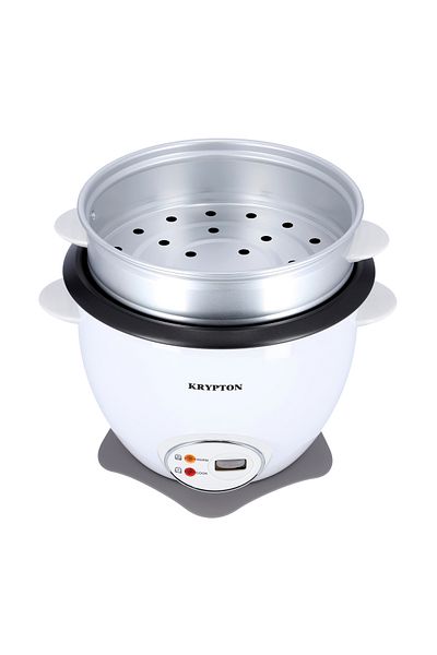 KRYPTON Rice Cooker with Steamer - 700W, Non-Stick Pot, Automatic Cooking, Easy Clean, High-Temp Protection