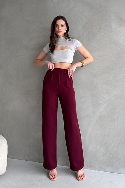Know Women's Lycra Velcro Closure Burgundy Palazzo Trousers