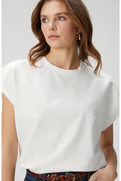 Network Beyaz Payetli T-shirt