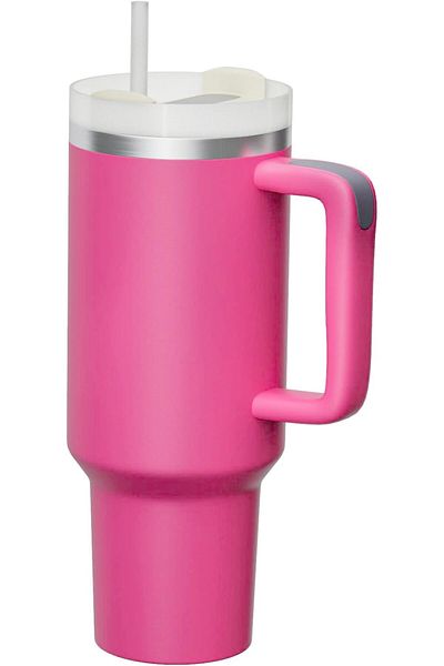 COOYA 40 oz tumbler, handle Travel Mug Straw Covers Cup, Lid Insulated Quencher Stainless Steel(Red)