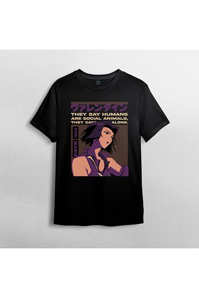 Pixxa Μοντέλο μπλουζάκι Cowboy Bebop Faye 100% Cotton Crew Neck # 4