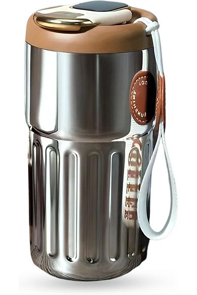 COOYA Travel Coffee Mug, 450ml with Temperature Display, Stainless Steel Vacuum Leakproof Tumbler