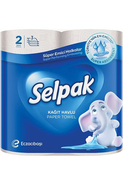 Selpak Super Absorbent Kitchen Paper Towel - 3 Ply - 2 Rolls