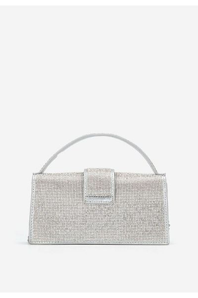 B T Shoes Silver Eleganza clutch bag