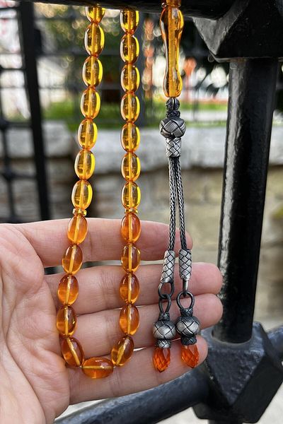 dergah tesbih Dice Colored Kazaz Tassel Fire-i Squeeze Amber Prayer Beads