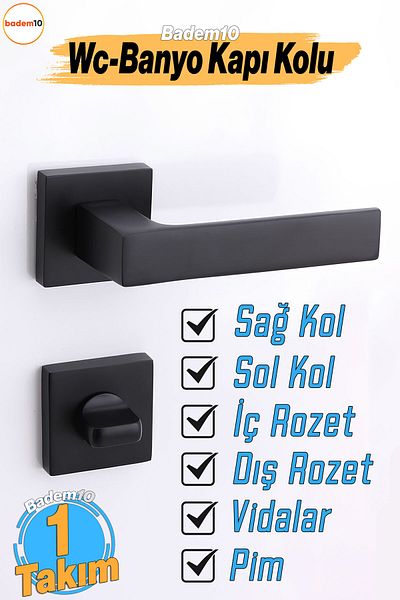 Badem10 Mâner de ușă negru blocabil |   Karere Rozet |   Potrivit pentru dreapta-stânga |   Ușă interioară-exterioră