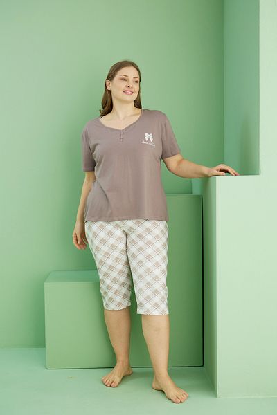 Siyah İnci Σετ βαμβακερό κάπρι με σχέδιο βιζόν Curve Large Size Oversize 25112785