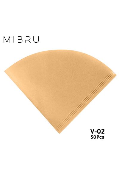 MIBRU V60 Cone Filters Brown – 50pcs Size 02 Natural Paper Filters for Pour-Over Coffee