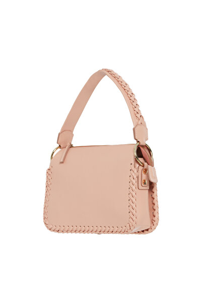 GİZİA Woven Detail Orange Leather Handbag