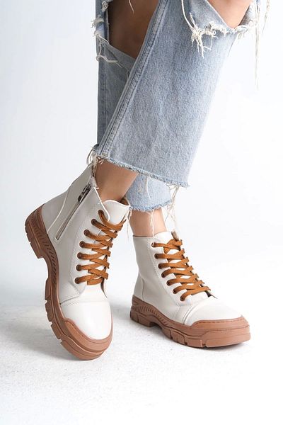 TB Terzi Bey Bloom Lace Up Zippered Orthopedic Boots Γυναικείες Μπότες Kt - Κρέμα