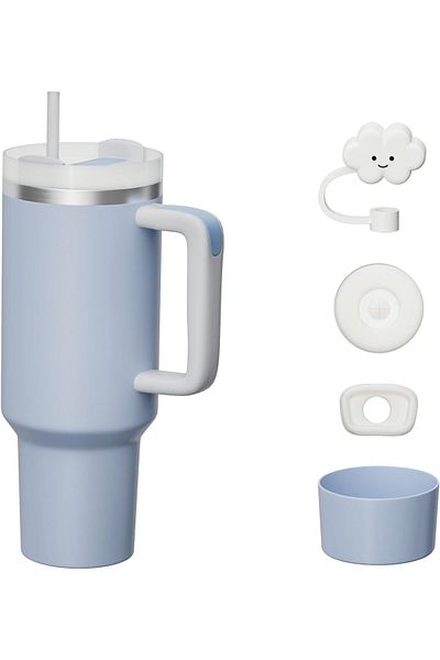 COOYA Coffee Mug, 40oz with Handle and Straw Lid Leak-proof Boot Straw Cover Stainless Steel Insulated Mug