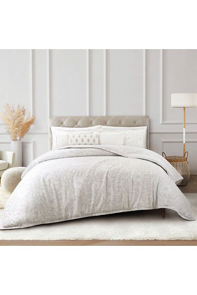 Orange Bed & Bath Tonal Floral Cotton Bedspread Set 8 Pieces
