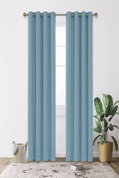 farbateks Turquoise Blue Rustic Curtain with Eyelet Ring Pipe Ring Decoration Curtain