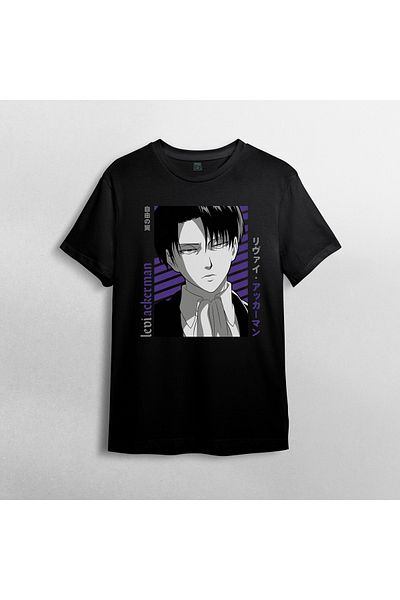 Pixxa Attack On Titan Levi Ackerman Unisex 100% βαμβακερό μπλουζάκι με λαιμόκοψη μοντέλο 1