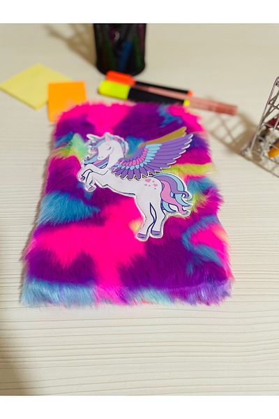 My Easy Shop Soft Unicorn Plush Notebook - Embossed and Lined