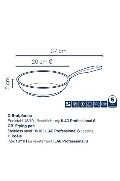 KELA Keck Lang Flavoria frying pan 18/10 stainless steel with non-stick surface 5.0 cm 20.0 cm