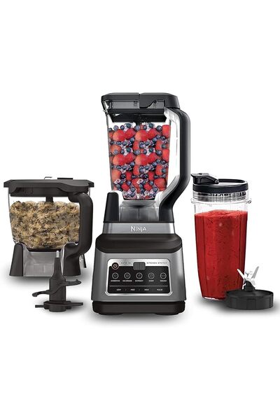 NINJA خلاط BN801 بروفيشنال بلس للمطبخ مع خاصية Auto-iQ، بقوة 1200 واط، أسود/ر...