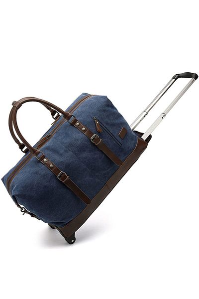 Quasar & Co. Geanta Voiaj, ®, Tip Troler, Duffle, 57x39x25 Cm, ​​Oxford/piele Ecologica, Albastru