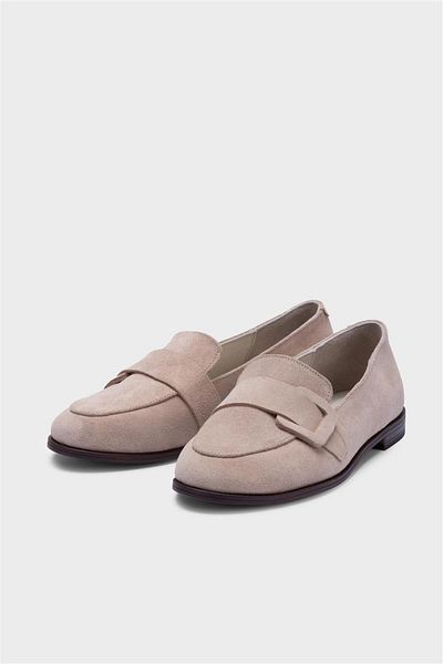 Milaura Women Beige Suede Genuine Leather Loafer 20453