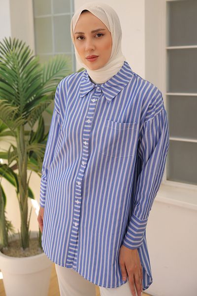 giyze Striped Shirt Navy Blue 12024