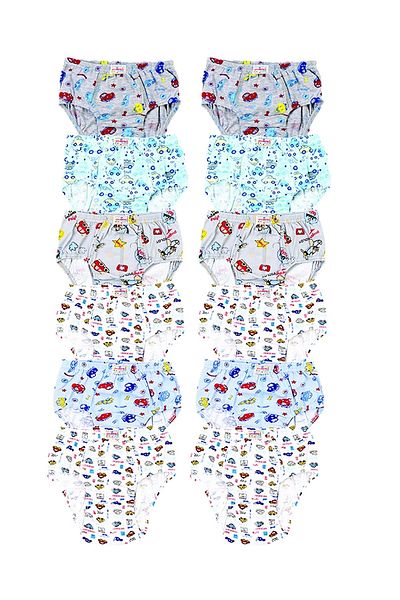 Ceylanoğlu Boy Blue 3-4-5 Years Multicolored 12 Pack Lycra Printed Mixed Pattern Panties