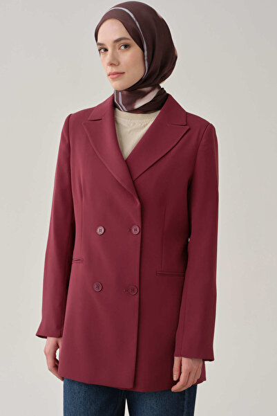 Tuğba Kruvaze Basic Ceket - Mürdüm