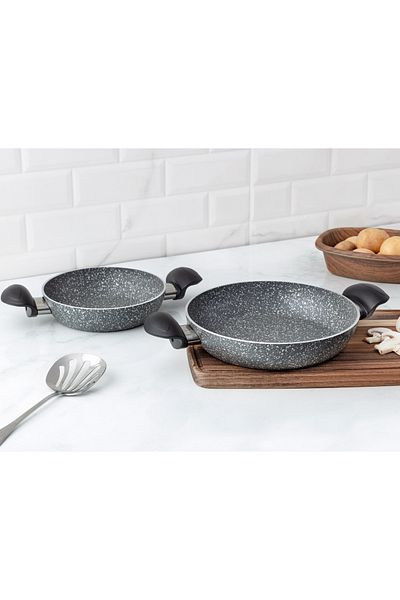 Madame Coco Gordes Flachpfannen-Set in Granitoptik, 2-teilig