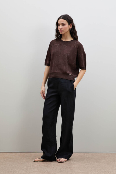 Serianno %100 Keten Düz Kesim Pantolon