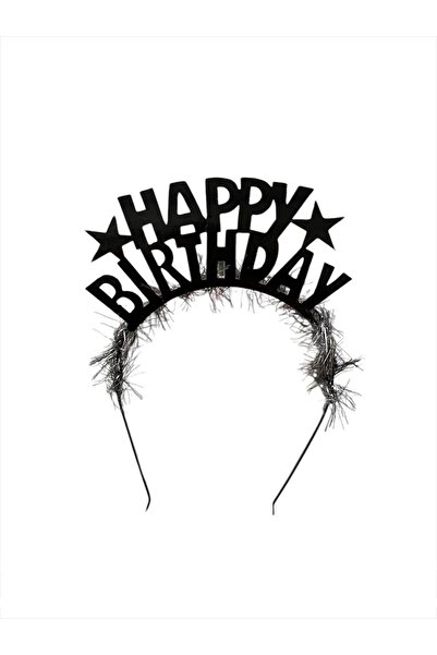 kidspartim Happy Bırthday Siyah Yazılı Metal Taç