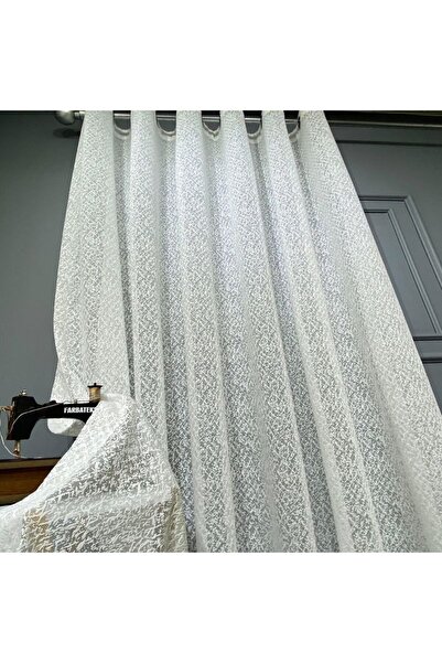 Taç Ecru Cream Illusion Rustic Eyelet Tulle Curtain