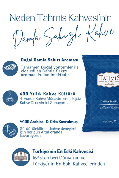 Tahmis Tek Paket Damla Sakızlı Türk Kahvesi 100 Gr