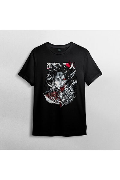 Pixxa Attack On Titan Eren Jaeger_ Unisex 100% βαμβακερό μπλουζάκι με λαιμόκοψη μοντέλο 7