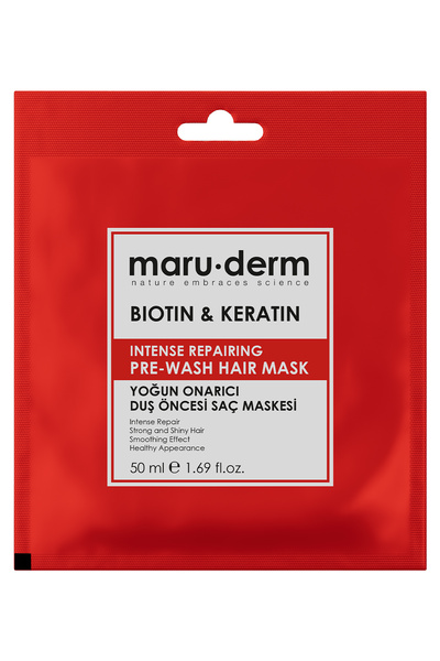 Maru.Derm قناع الشعر قبل الاستحمام - قناع الشعر قبل الاستحمام لإصلاح مكثف بالبيوتين والكيراتين 50 مل